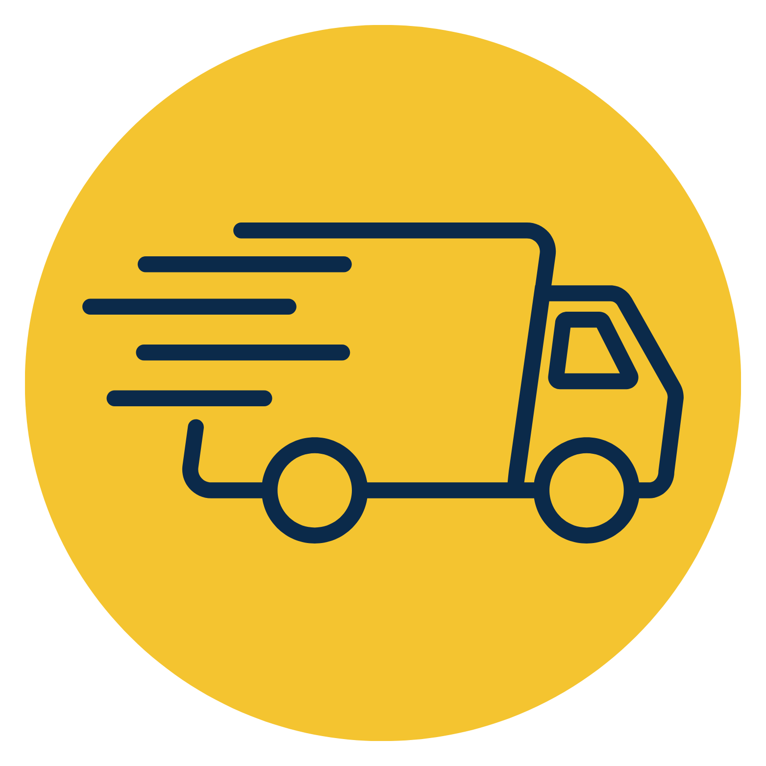 Icon of a delivery truck on a yellow background