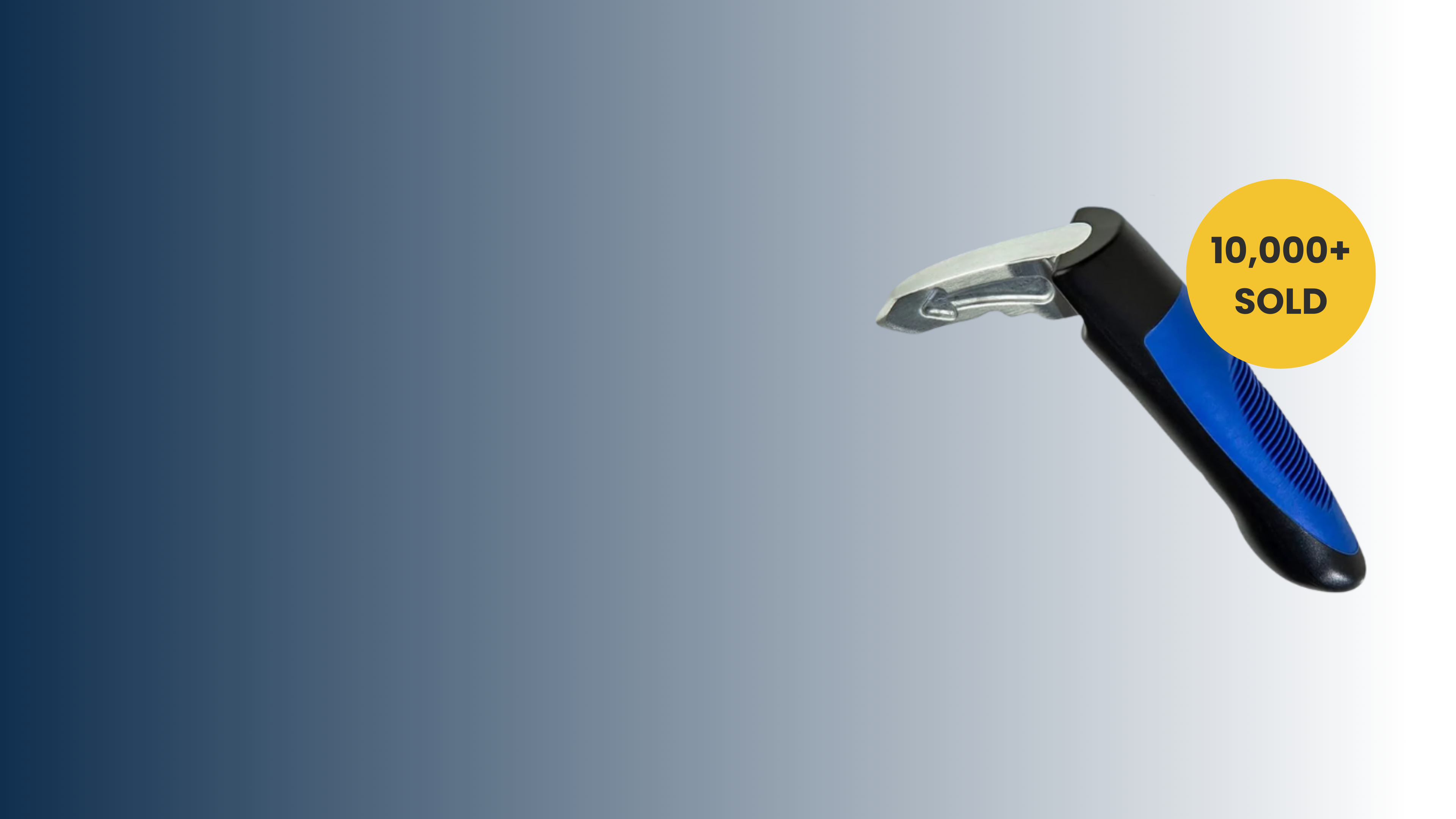 Blue and black car assistance handle with a yellow '10,000+ Sold' badge on a gradient background